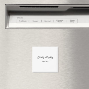 Custom Name Date Classic White Stylish Magnet
