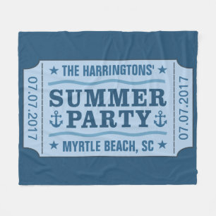 Custom name date & location “Party Ticket” bla Fleece Blanket