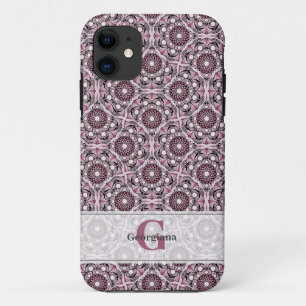 Custom Name Deco Dusky Rose Cherry Blossom Mandala Case-Mate iPhone Case