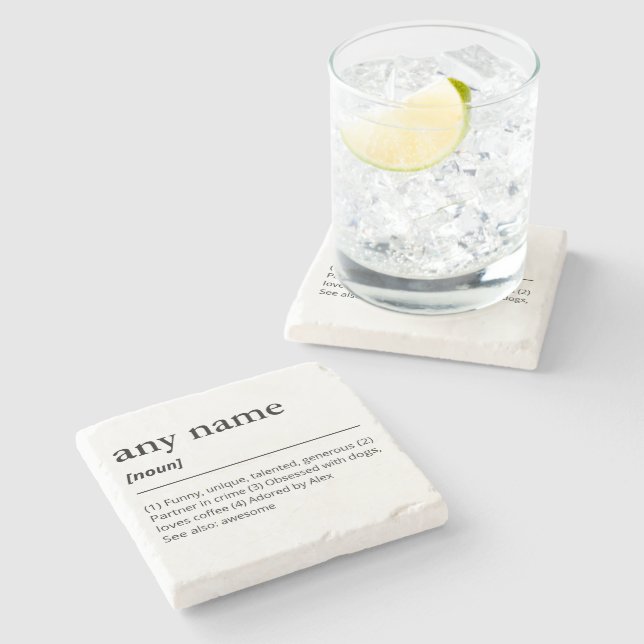 Custom name definition best friend gift stone coaster (Side)