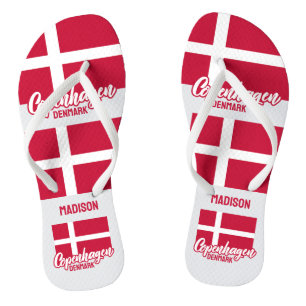 Custom Name Denmark Flag Jandals