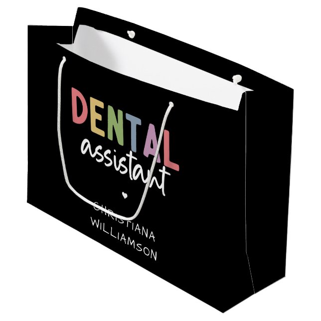 Custom Name Dental Assistant Gift  Large Gift Bag (Front Angled)