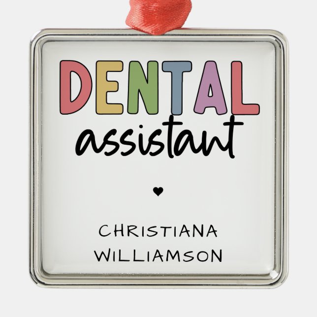 Custom Name Dental Assistant Gift Metal Tree Decoration (Front)