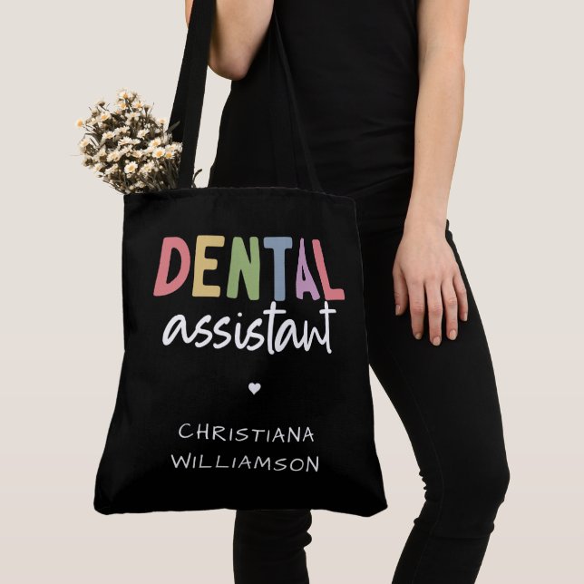 Custom Name Dental Assistant Gift  Tote Bag (Close Up)