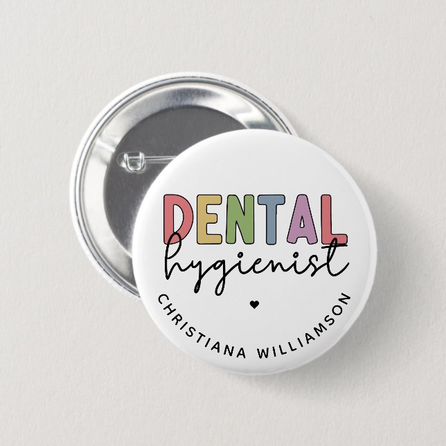 Custom Name Dental Hygienist RDH Gifts 6 Cm Round Badge (Front & Back)