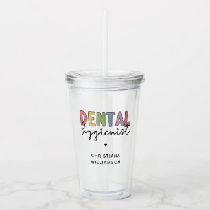 Custom Name Dental Hygienist RDH Gifts Acrylic Tumbler