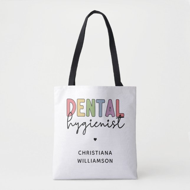 Custom Name Dental Hygienist RDH Gifts  Tote Bag (Front)