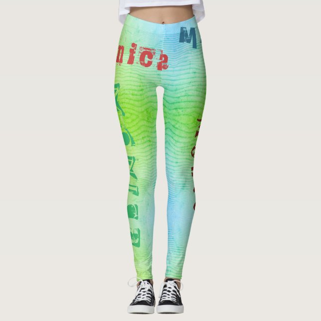Custom Name Desert Sand Workout Leggings (Front)