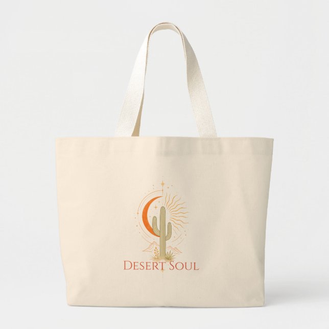 Custom Name Desert Soul Cactus Sun Tote Bag (Front)