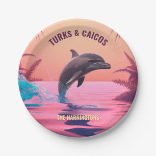 Custom Name & Destination Dolphin Paper Plate