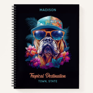 Custom Name & Destination Tropical Vacation Dog Notebook