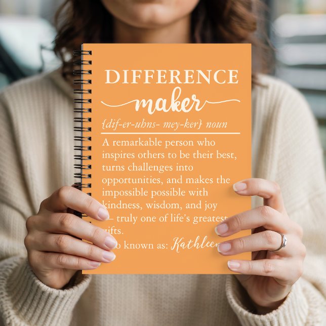 Custom Name Difference Marker Notebook Gift (Personalized Encouragement Gift Notebook for Mentors, Colleagues, Teachers and Nurses)