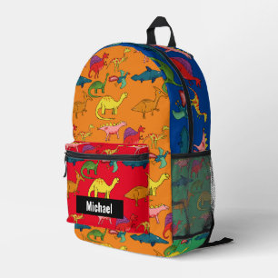 Custom Name Dinosaur Boy's Rainbow Backpack