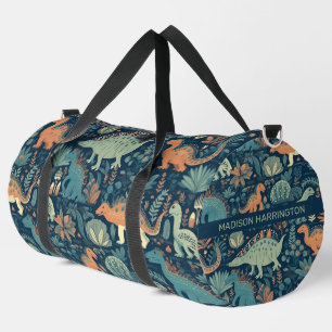 Custom Name Dinosaur Pattern Duffle Bag