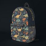 Custom Name Dinosaur Pattern Printed Backpack<br><div class="desc">Change the text field to what you want. See my store for more animal illustration items.</div>