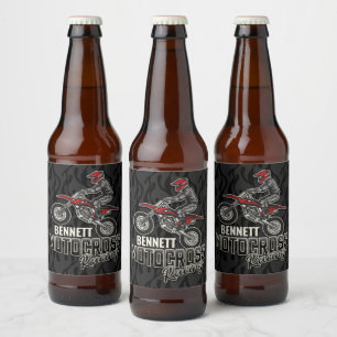 Custom NAME Dirt Bike Rider Motocross Racing Beer Bottle Label