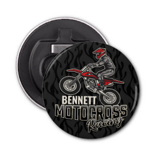 Custom NAME Dirt Bike Rider Motocross Racing Bottle Opener