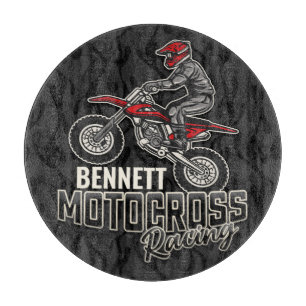 Custom NAME Dirt Bike Rider Motocross Racing Cutting Board