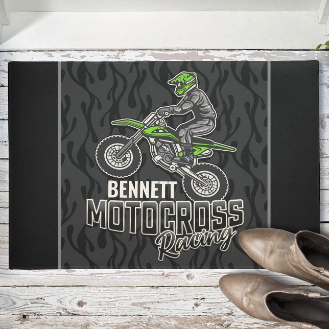 Custom NAME Dirt Bike Rider Motocross Racing Doormat (Creator Uploaded)