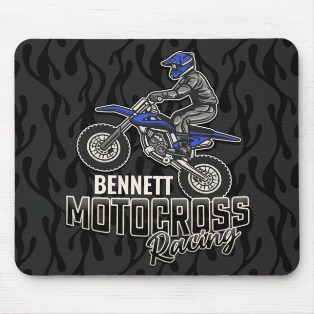 Custom NAME Dirt Bike Rider Motocross Racing Mouse Pad (Front)