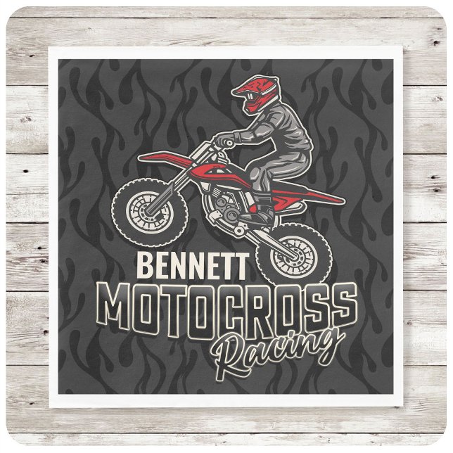 Custom NAME Dirt Bike Rider Motocross Racing Napkin (Creator Uploaded)