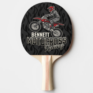 Custom NAME Dirt Bike Rider Motocross Racing Ping Pong Paddle