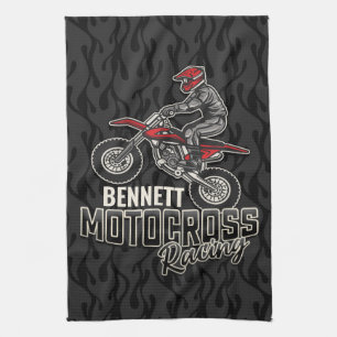 Custom NAME Dirt Bike Rider Motocross Racing Tea Towel