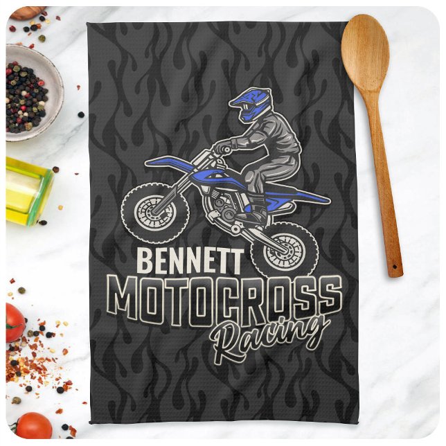 Custom NAME Dirt Bike Rider Motocross Racing Tea Towel (Creator Uploaded)