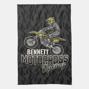 Custom NAME Dirt Bike Rider Motocross Racing Tea Towel