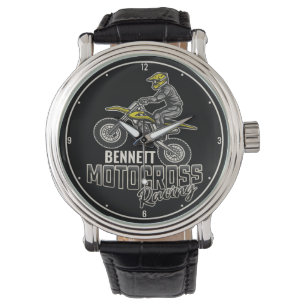Custom NAME Dirt Bike Rider Motocross Racing  Watch
