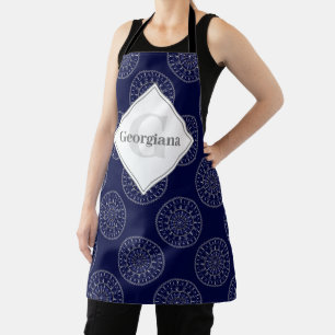Custom Name Ditsy Winter Snow Angels Snowmen Dots Apron
