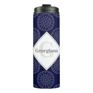 Custom Name Ditsy Winter Snow Angels Snowmen Dots Thermal Tumbler