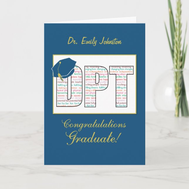 Custom Name Doctor Physical Therapy Graduation Card (Front)