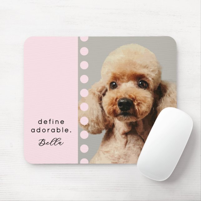 Custom Name Dog Funny Saying Photo Pastel Pink Mouse Pad (With Mouse)