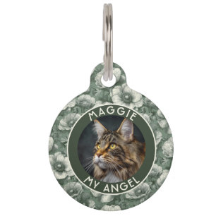 Custom Name Dog Mom Gift Anemone Print Pet Tag