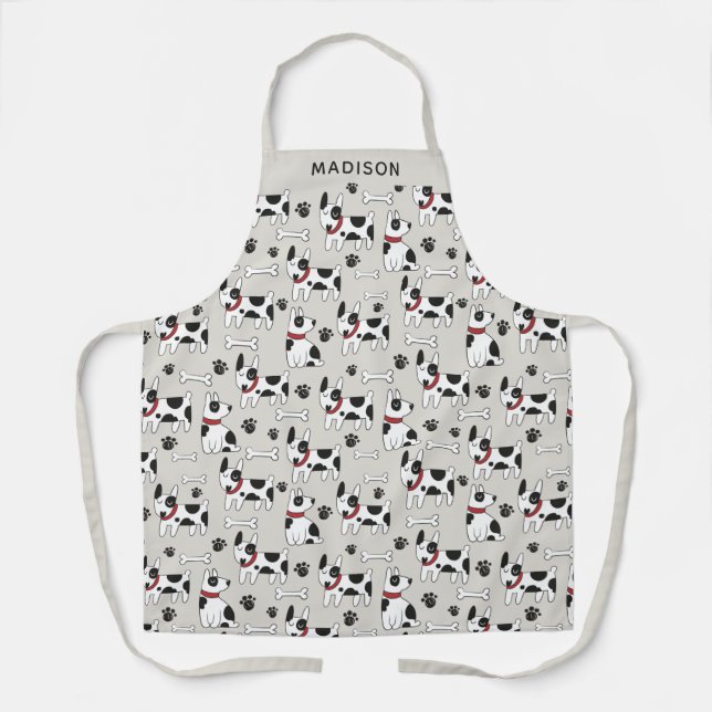 Custom name Dog Pattern aprons (Front)