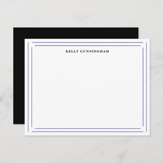 Custom Name Double Border–Professional Stationery Card (Front/Back)
