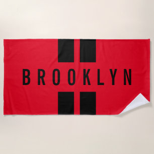Custom Name Double Stripes Racing Fan Race Classic Beach Towel