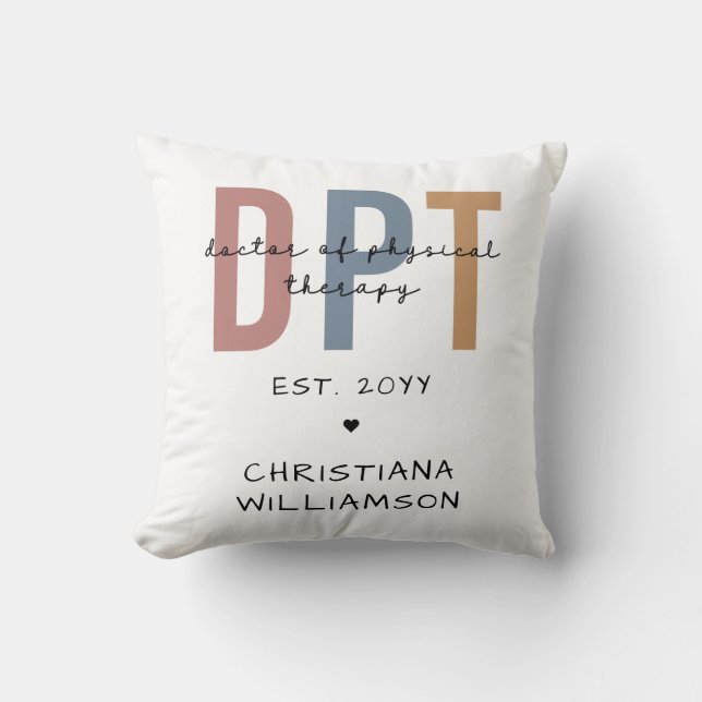 Custom Name DPT Doctor of Physical Therapy Cushion (Front)