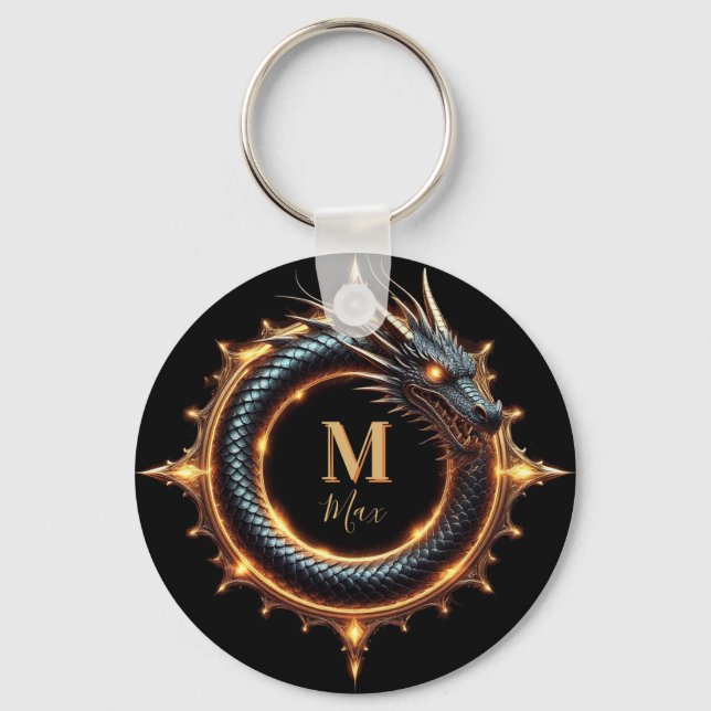 🐉 Custom Name Dragon Fantasy Symbol For Gamers 🔥 Key Ring (Front)