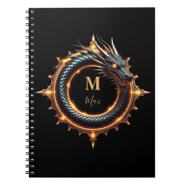 🐉 Custom Name Dragon Fantasy Symbol For Gamers 🔥 Notebook (Front)