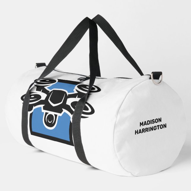 Custom Name Drone Duffle Bag (Left Corner)