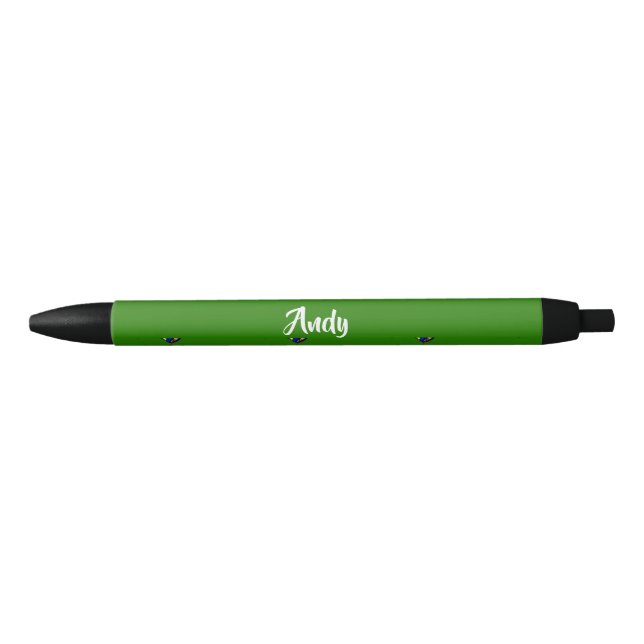 Custom name drums pattern on green black ink pen (Front)