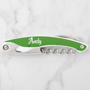 Custom name drums pattern on green corkscrew