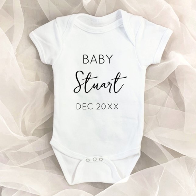 Custom Name Due Date Pregnancy Announcement Reveal Baby Bodysuit (Creator Uploaded)
