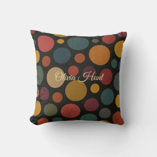 Custom Name Dull Color Circles Cushion