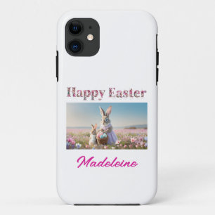 Custom Name Easter Bunny Field of Easter Eggs Case-Mate iPhone Case