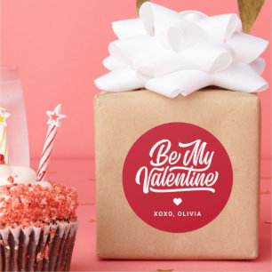 Custom Name Editable Colour Be My Valentines Classic Round Sticker