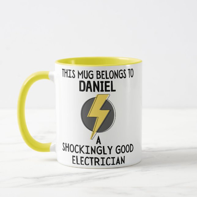 custom name Electrician gift Funny Electrician pun Mug (Left)