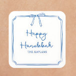 Custom Name Elegant Blue Bow Hanukkah GIft Square Sticker<br><div class="desc">Add a personal touch to your Hanukkah gifts, cards, or holiday favours with this elegant custom sticker, featuring a chic blue bow and sleek script text. Perfect for sealing envelopes, decorating packages, or creating custom holiday labels, this stylish design brings sophistication to every detail of your Hanukkah celebrations. Customise it...</div>